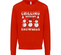 Christmas Chilling With My Snowmies Funny Uomo Sweatshirt Jumper