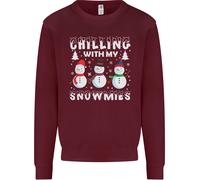 Christmas Chilling With My Snowmies Funny Uomo Sweatshirt Jumper