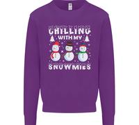 Christmas Chilling With My Snowmies Funny Uomo Sweatshirt Jumper