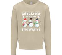 Christmas Chilling With My Snowmies Funny Uomo Sweatshirt Jumper