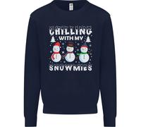 Christmas Chilling With My Snowmies Funny Uomo Sweatshirt Jumper