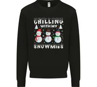 Christmas Chilling With My Snowmies Funny Uomo Sweatshirt Jumper