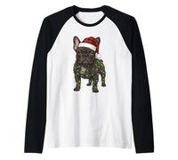 Christmas Chocolate Frenchie Cane Bianco Bulldog Francese Maglia con Maniche Raglan