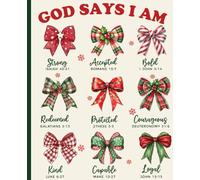 Christmas Christian Notebook: God Says I Am Coquette Bow, Bible for Woman, Coquette Office Supplies, Preppy Blue Girly , 7.5x9.25"