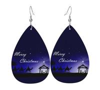 Christmas Christianty Nativity Scene Pattern Orecchini Da Donna Moda Orecchini In Pelle Stampato Accessori Per Donne Carnevale Cosplay