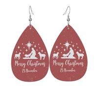 Christmas Christianty Nativity Scene Pattern Orecchini Da Donna Penzolare Orecchini In Pelle Leggera Pendenti Per Donne Carnevale Tutti I Giorni