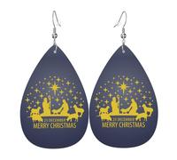 Christmas Christianty Nativity Scene Pattern Orecchini Da Donna Penzolare Orecchini In Pelle Leggera Accessori Per Donne Cosplay Festa Della Mamma