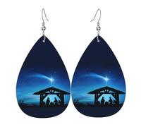 Christmas Christianty Nativity Scene Pattern Orecchini In Pelle Divertenti Orecchini Da Donna Penzolare Accessori Per Decorazioni Tutti I Giorni Donne