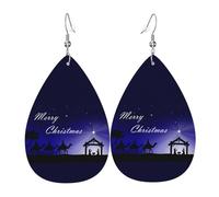 Christmas Christianty Nativity Scene Pattern Orecchini Stampato Orecchini In Pelle Moda Accessori Per Tutti I Giorni Festa Della Mamma Decorazioni