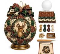Christmas Classics Patchwork Ornament DIY Kit, Fabric Ornament Craft Kit，#D | Handmade Xmas Decor Making Supplies,Hanging Ornaments Making Kits for Home Decor and Seasonal Gifts