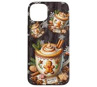 Christmas Coffee Mug Gingerbread Man And Winter Snowflakes Custodia per iPhone 15 Plus