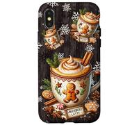 Christmas Coffee Mug Gingerbread Man And Winter Snowflakes Custodia per iPhone X/XS