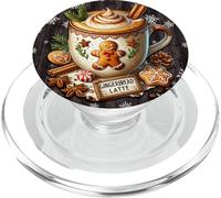 Christmas Coffee Mug Gingerbread Man And Winter Snowflakes PopSockets PopGrip per MagSafe