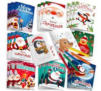 Christmas Coloring Books for Kids,24pcs Christmas Coloring Books Bulk/Xmas Activity Books Bulk & 12 Christmas Party Color Pencils for Kids All Ages Indoor Activities Christmas Party Supplies Gifts