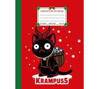 Christmas Composition Notebook, Cute Kawaii Christmas Krampus Cat Cartoon, Wide Ruled 7.5 x 9.75 Inches, 110 pages Festive Writing Journal for Holiday Notes, School, or Gifts
