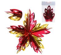 Christmas Concepts® 16" (1,3 Piedi) Decorazione da Appendere a Stella Grande in Lamina 3D - Decorazione Natalizia (Rosso e Oro)