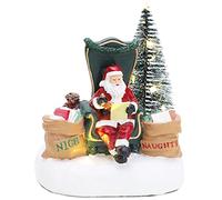 Christmas Concepts® 16 cm di Babbo Natale che legge ornamento con lettere simpatiche e birichine con luci LED bianche calde - Funzionamento a batteria - Villaggio di Natale