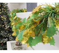 Christmas Concepts® 3m / 9.8ft Orpello di Natale grosso/fine - Decorazioni natalizie - Tinsel di alta qualità (Bacca di agrifoglio verde e oro)