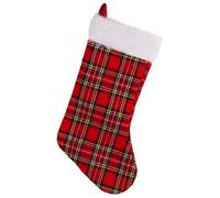 Christmas Concepts® Calza natalizia tradizionale in tartan con pelliccia sintetica, 450 mm, decorazioni natalizie e accessori