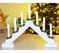 Christmas Concepts® Christmas White Candle Bridge in Legno con luci a LED Bianche Calde - A Pile