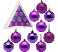 Christmas Concepts® Confezione da 10 60mm - Baubles per Albero di Natale - Baubles Decorati Lucidi, opachi e Glitterati. (Viola)