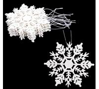 Christmas Concepts® Confezione da 12-10 cm decorazioni pendenti con fiocchi di neve glitter - Decorazioni natalizie (bianco)