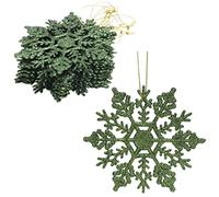 Christmas Concepts® Confezione da 12-10 cm Glitter decorazioni pendenti con fiocco di neve - Decorazioni natalizie ... (foresta verde)