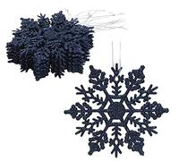 Christmas Concepts® Confezione da 12-10 cm Glitter decorazioni pendenti con fiocco di neve - Decorazioni natalizie ... (blu notte)