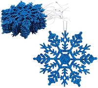 Christmas Concepts® Confezione da 12 - Decorazioni da appendere con fiocco di neve glitterate da 10 cm - Decorazioni natalizie (Blu reale)