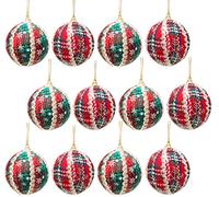 Christmas Concepts® Confezione da 12 - Palline natalizie tradizionali in tartan da 8 cm - Decorazioni natalizie di lusso