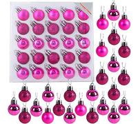 Christmas Concepts® Confezione da 25-25mm Mini Baubles per albero di Natale - Baubles decorati lucidi, opachi e glitterati (rosa caldo)
