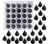 Christmas Concepts® Confezione da 25-25mm Mini Baubles per albero di Natale - Baubles decorati lucidi, opachi e glitterati (nero)