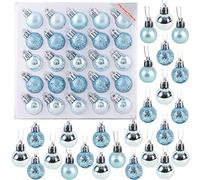 Christmas Concepts® Confezione da 25-25mm Mini Baubles per Albero di Natale - Baubles Decorati Lucidi, opachi e Glitterati (Blu Ghiaccio)
