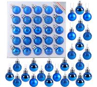 Christmas Concepts® Confezione da 25-25mm Mini Baubles per albero di Natale - Baubles decorati lucidi, opachi e glitterati (blu)