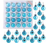 Christmas Concepts® Confezione da 25-25mm Mini Baubles per albero di Natale - Shiny, Matte e Glitter Baubles decorati (Turchese)