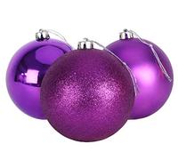 Christmas Concepts® Confezione da 3 - Bagattelle extra large da 150mm per albero di Natale - Baubles decorati lucidi, opachi e glitterati (viola)