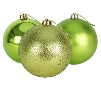 Christmas Concepts® Confezione da 3 - Bagattelle extra large da 150mm per albero di Natale - Baubles decorati lucidi, opachi e glitterati (verde lime)