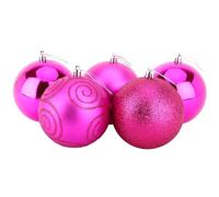 Christmas Concepts® Confezione da 5 - Bagattelle Extra Large da Albero di Natale da 100 mm - Baubles Decorati Lucidi, opachi e Glitterati (Rosa Caldo)