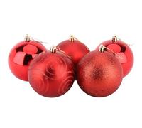Christmas Concepts® Confezione da 5 - Extra Large 100mm Christmas Tree Baubles - Baubles Decorati Lucidi, opachi e Glitterati (Rosso)