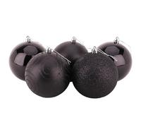Christmas Concepts® Confezione da 5 - Extra Large 100mm Christmas Tree Baubles - Baubles Decorati Lucidi, opachi e Glitterati (Nero)