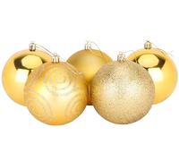 Christmas Concepts® Confezione da 5 - Extra Large 100mm Christmas Tree Baubles - Baubles Decorati Lucidi, opachi e Glitterati (Oro)
