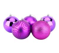 Christmas Concepts® Confezione da 5 - Extra Large 100mm Christmas Tree Baubles - Shiny, Matte & Glitter Decorated Baubles (Purple)