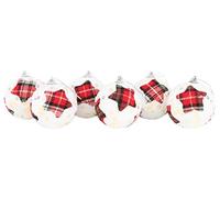 Christmas Concepts® Confezione da 6 Palline di Natale in Tartan Design - Decorazioni Natalizie di Lusso (Star)