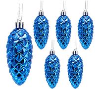 Christmas Concepts® Confezione da 6 palline di pigna da 90 mm - Decorate con brillantini e glitter - Decorazioni natalizie di lusso (Royal Blue)