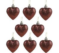 Christmas Concepts® Confezione da 8-60mm Baubles a Forma di Cuore con Decorazioni Natalizie - Glitter Baubles Decorati (Mocha)
