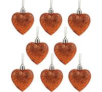 Christmas Concepts® Confezione da 8-60mm Baubles a Forma di Cuore con Decorazioni Natalizie - Glitter Decorated Baubles (Copper)