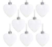 Christmas Concepts® Confezione da 8-60mm Baubles a forma di cuore - Glitter Decorated Baubles (Bianco)