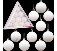 Christmas Concepts® Confezione di palline di albero di Natale da 10-60 mm - Baubles decorati lucidi, opachi e glitterati ... (Bianco)