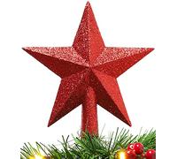 Christmas Concepts® Decorazione per albero di stelle con glitter da 20 cm - Decorazione per albero di Natale (Rosso)