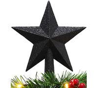 Christmas Concepts® Decorazione per albero di stelle con glitter da 20 cm - Decorazione per albero di Natale (Nero)